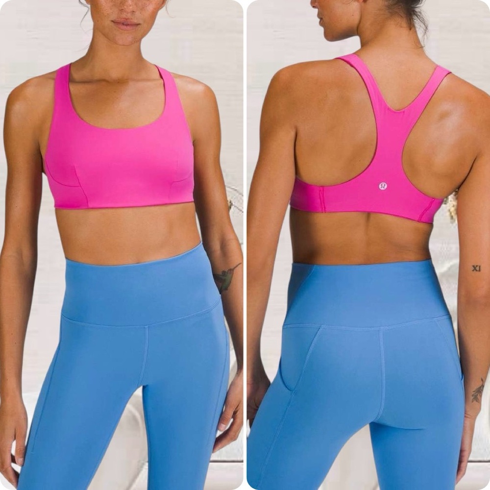 RARE! NEW Lululemon 2022 Wunder Train Bra Sz 14 Medium Sup. C/D Cup - Sonic Pink